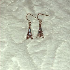 blue/silver eiffel tower earrings